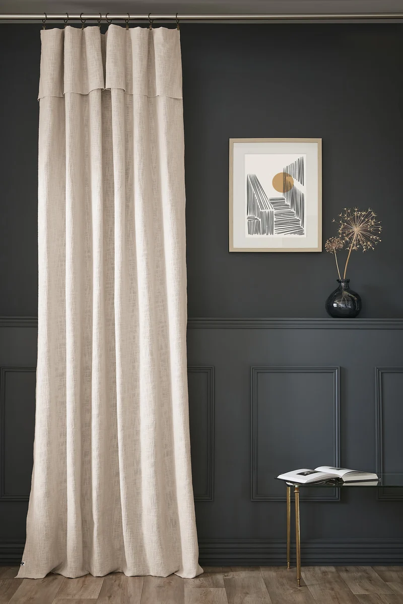 Rideau ajustable + 8 anneaux pince 140 x 270 cm Slub SIXTINE Pampa