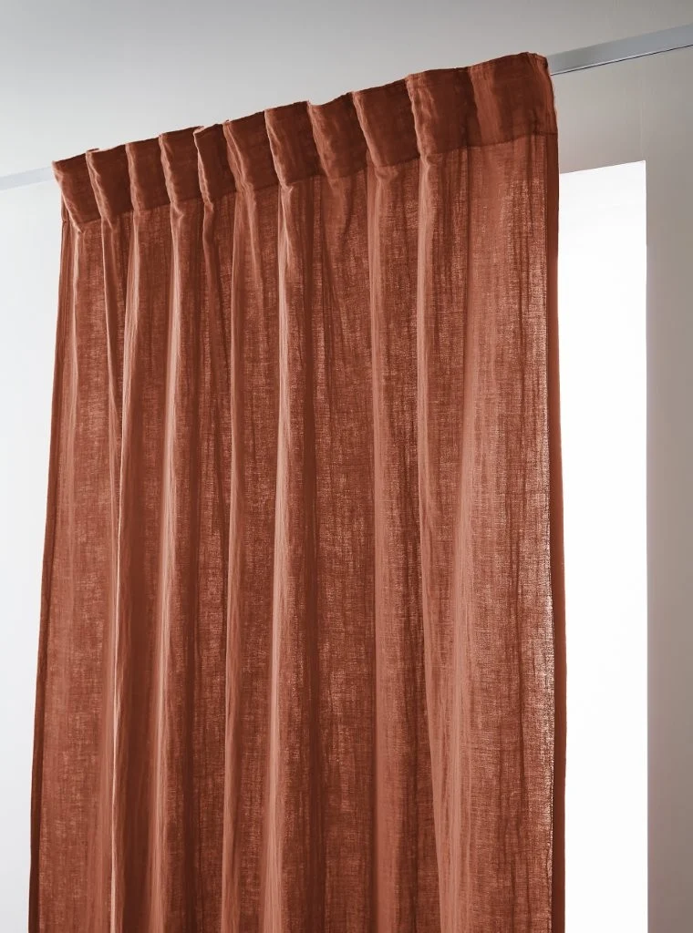 Rideau galon fronceur 140 x 240 cm Gaze de coton unie GAÏA Terracotta
