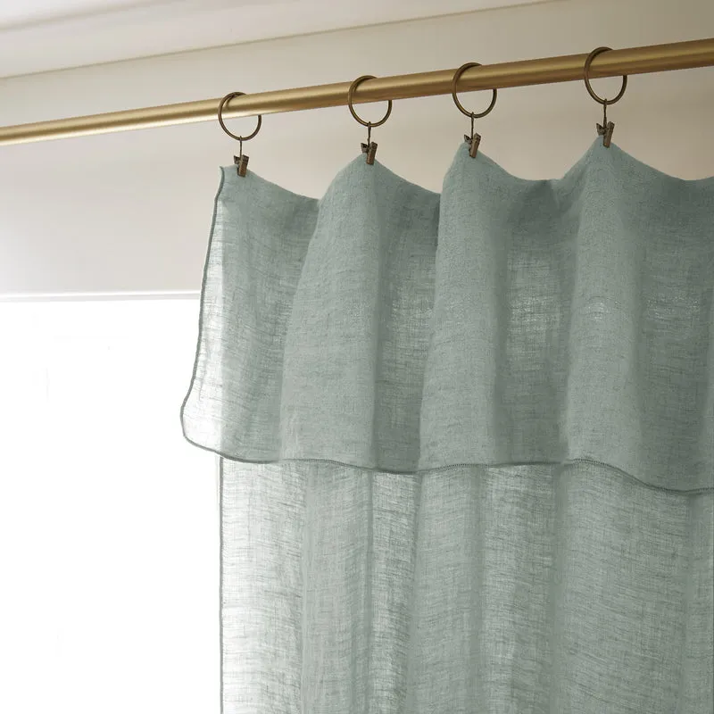 Rideau ajustable + 8 anneaux pince 140 x 270 cm Lin lavé SOLINE Eucalyptus