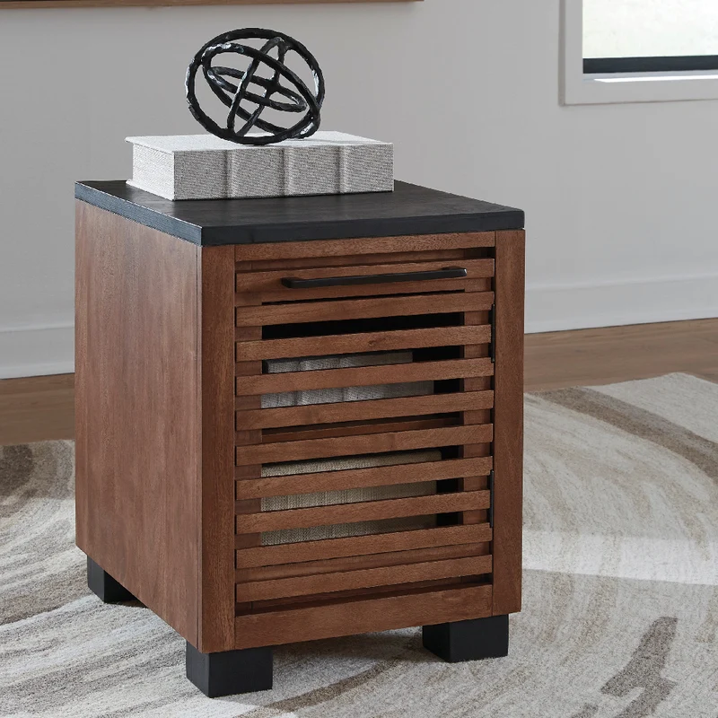 Table de bout en bois/MDF bicolore avec 1 porte - Kallari