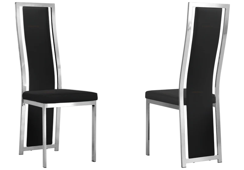 Table marbre blanc et 6 chaises simili-cuir argent – Jessy