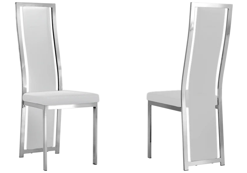 Table marbre blanc et 6 chaises simili-cuir argent – Jessy