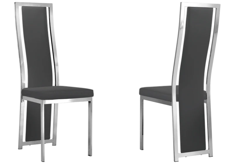 Table marbre blanc et 6 chaises simili-cuir argent – Jessy