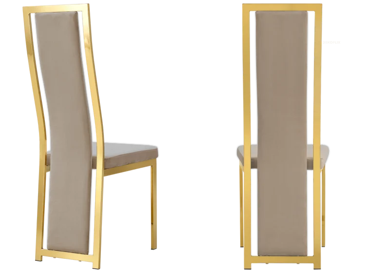 Chaise dorée velours taupe design - Dia x6
