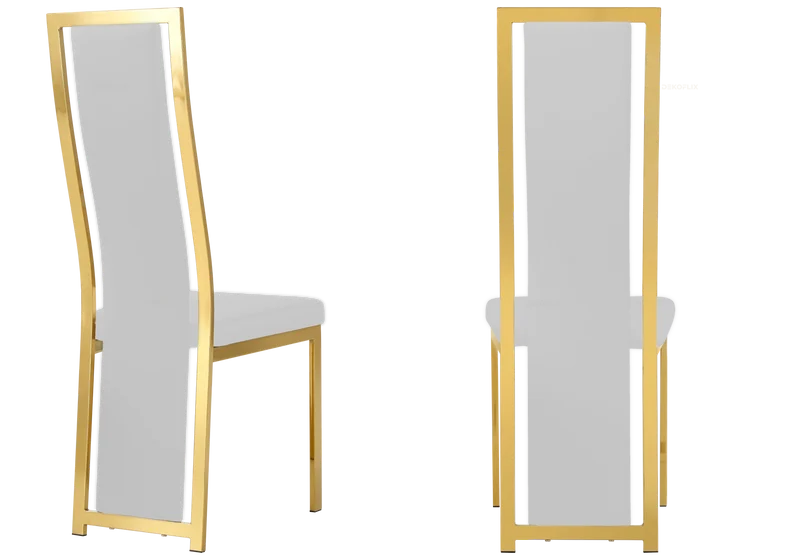 Chaise dorée simili blanc moderne - Dia x6