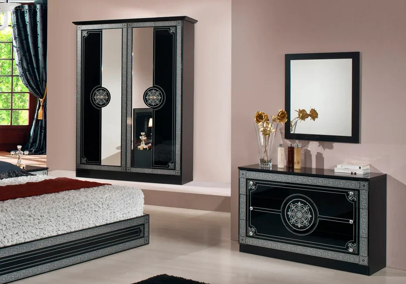 Chambre versace pas cher noir LUNA