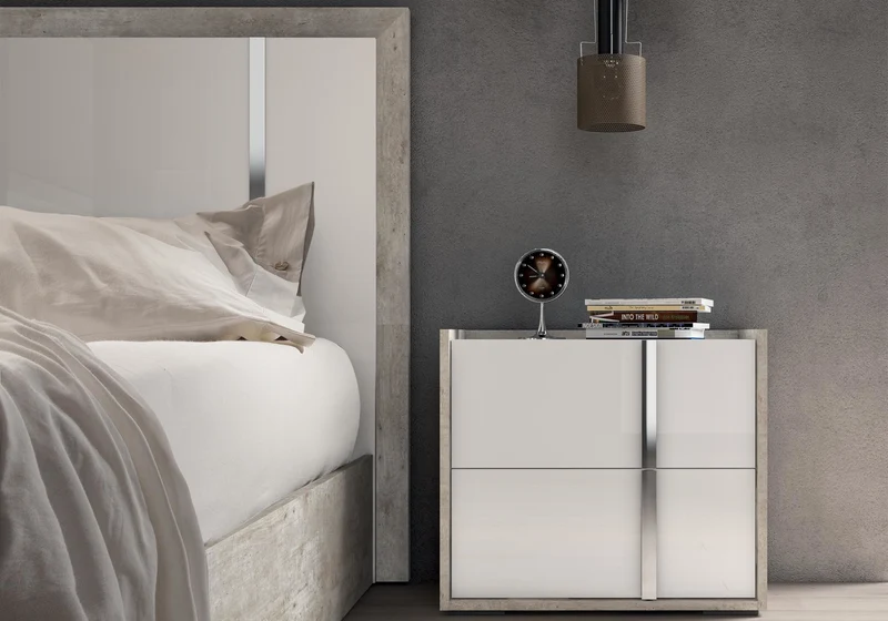 Lit 160x200 chevets blanc béton – Treviso