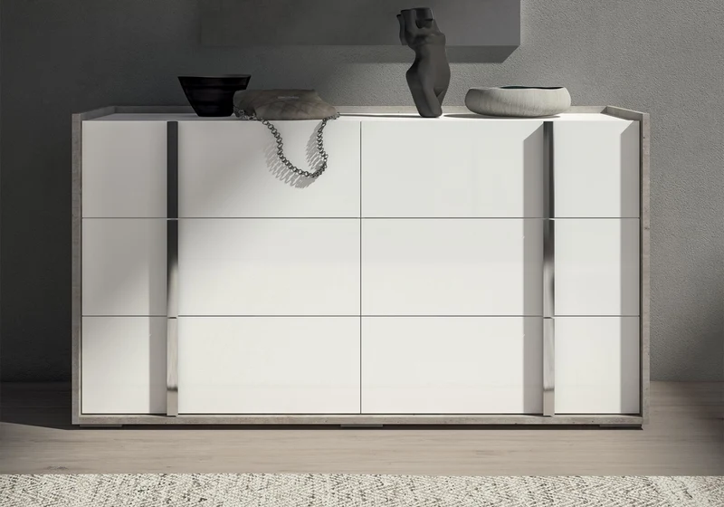 Lit 160x200 chevets blanc béton – Treviso