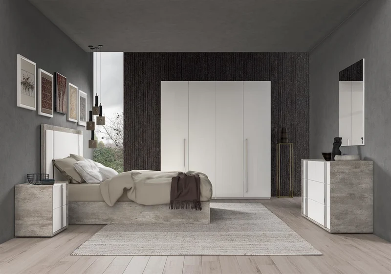Armoire 5 portes blanc béton – Treviso