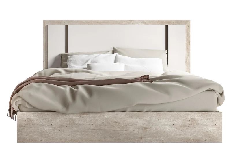 Lit 160x200 chevets blanc béton – Treviso