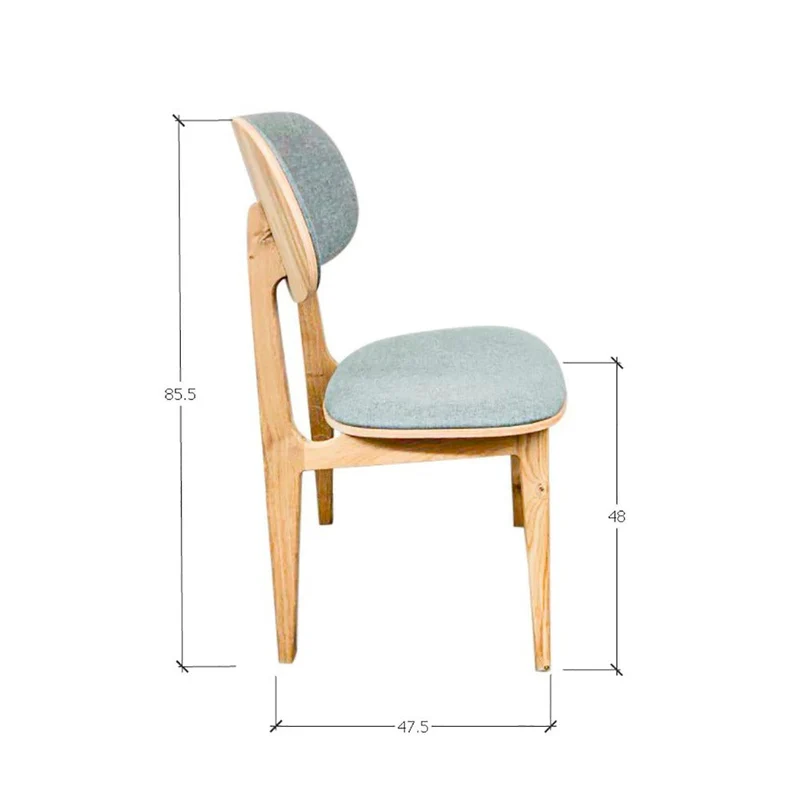 Chaise de salle à manger en bois massif de chêne Varde, revêtement en tissu Gris Nordique/Beige – Lot de 2 ou 4 chaises - NordicStory