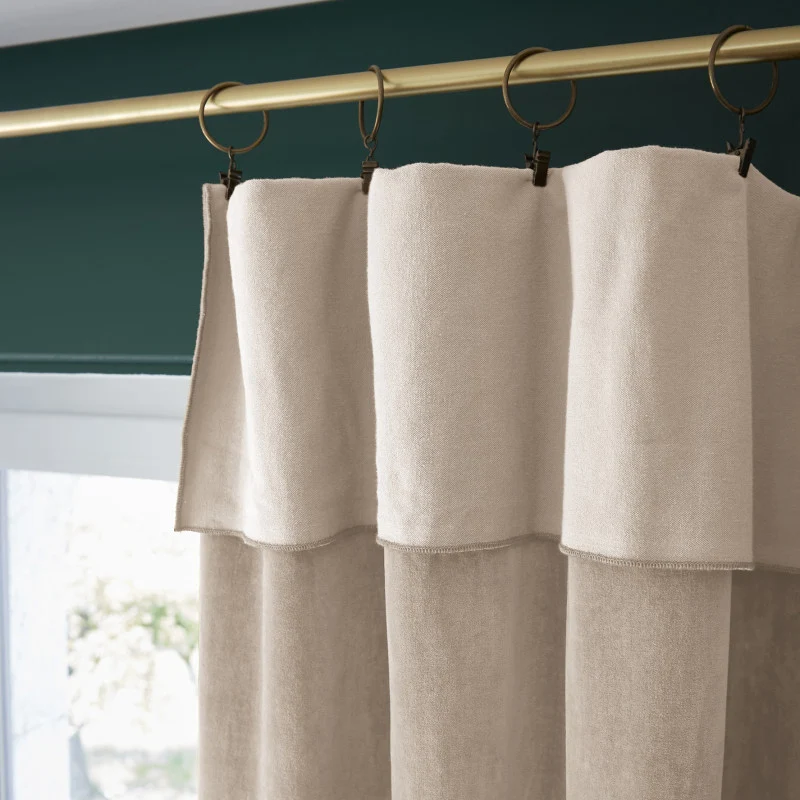 Rideau ajustable + 8 anneaux pince 140 x 270 cm Velours de coton CÉSAR Pampa