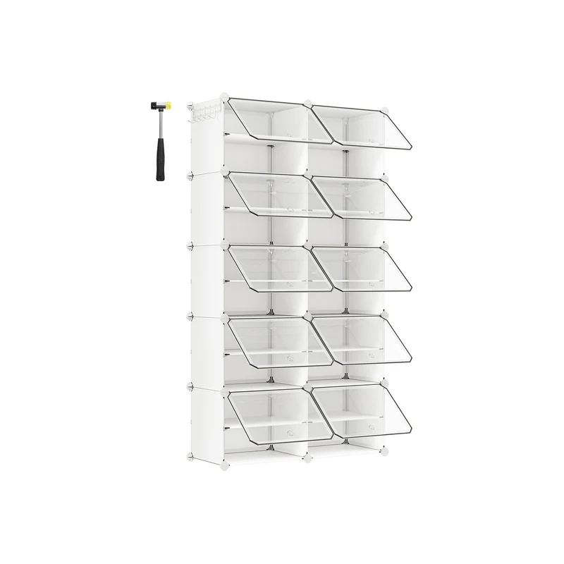 Zapatero Modular con 10 Compartimentos Blanco
