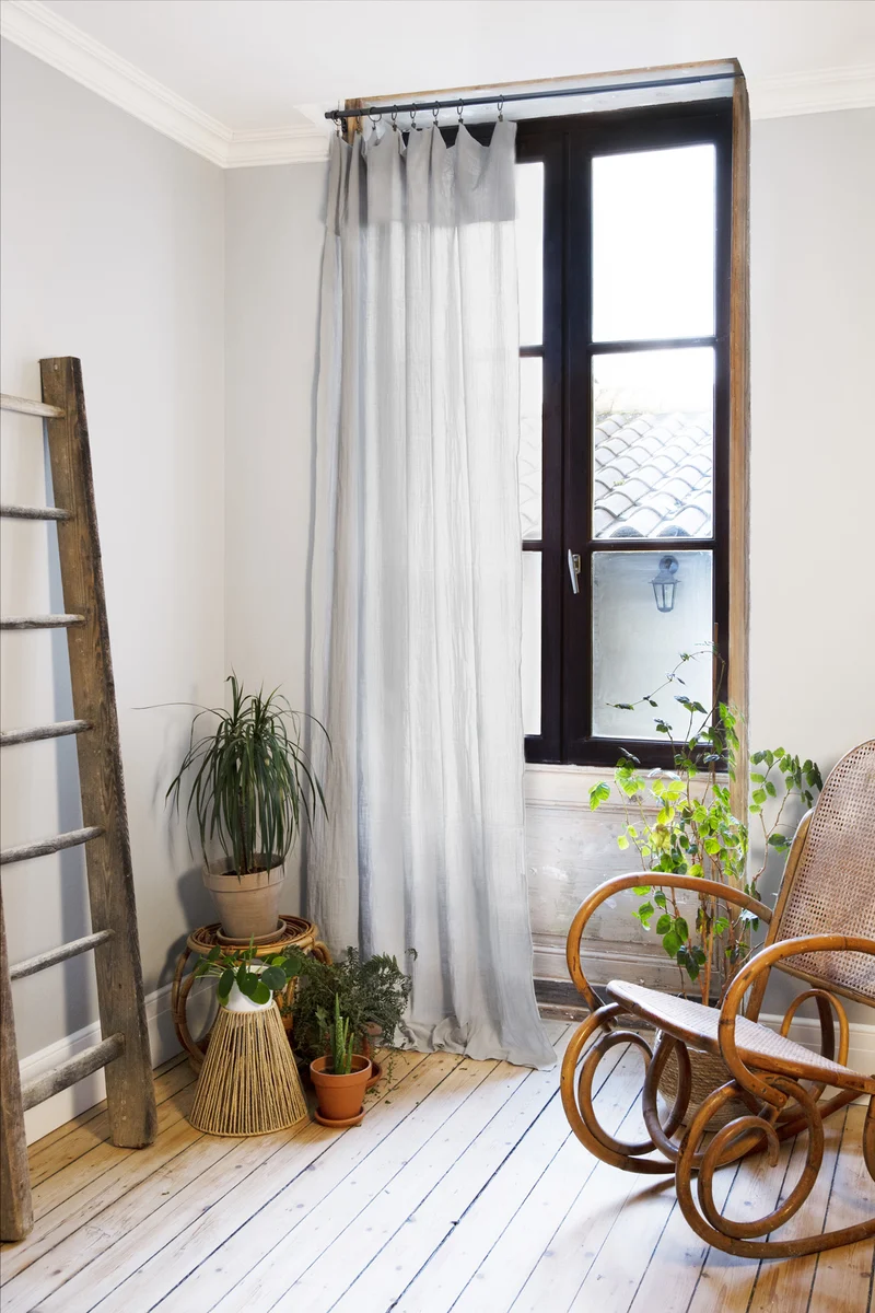 Rideau ajustable + 8 anneaux pince Gaze de coton 140 x 300 cm GAIA Nuage
