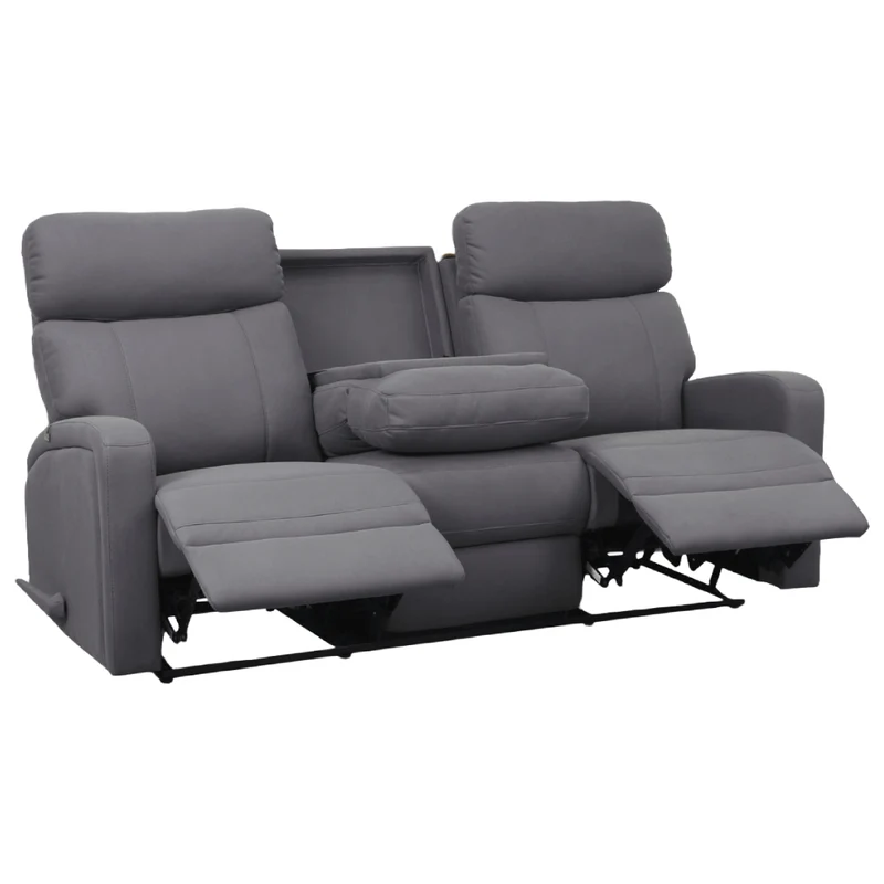 Sofa inclinable en tissu gris avec table centrale rabattable - Bordeaux