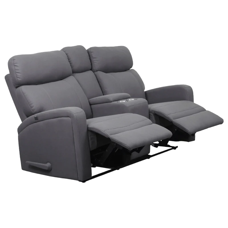Causeuse inclinable en tissu gris avec console - Bordeaux