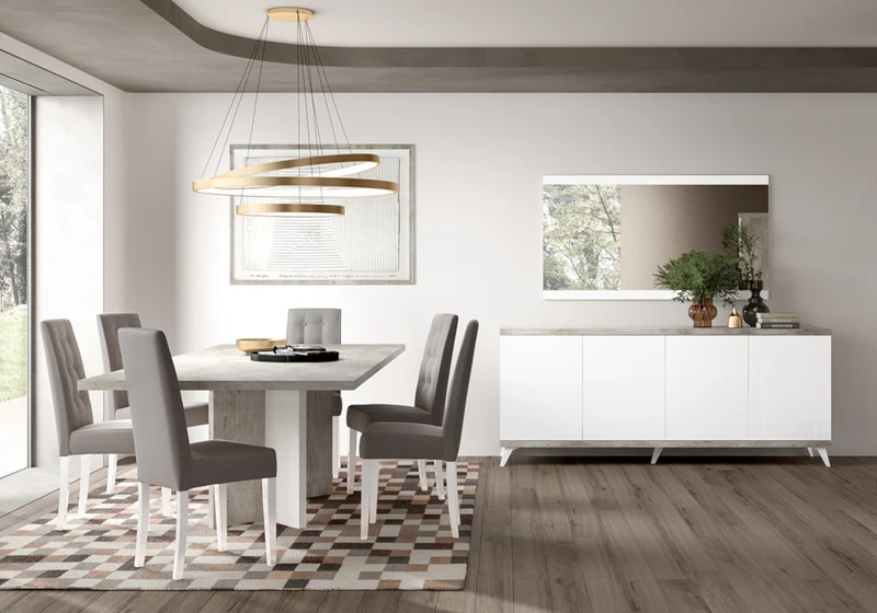 Buffet 200 cm blanc laqué béton – Treviso