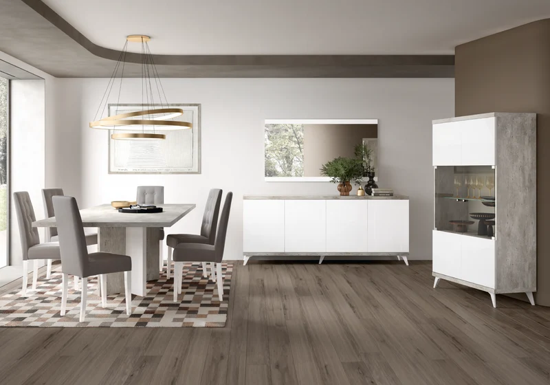 Buffet 200 cm blanc laqué béton – Treviso
