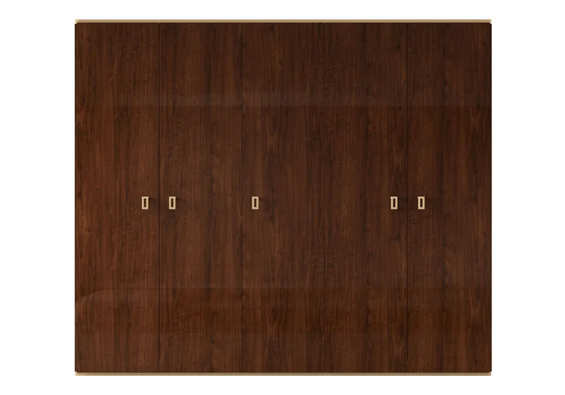 Armoire 5 portes noyer laqué – Eva