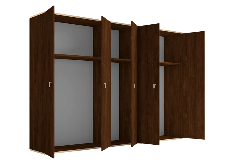 Armoire 5 portes noyer laqué – Eva