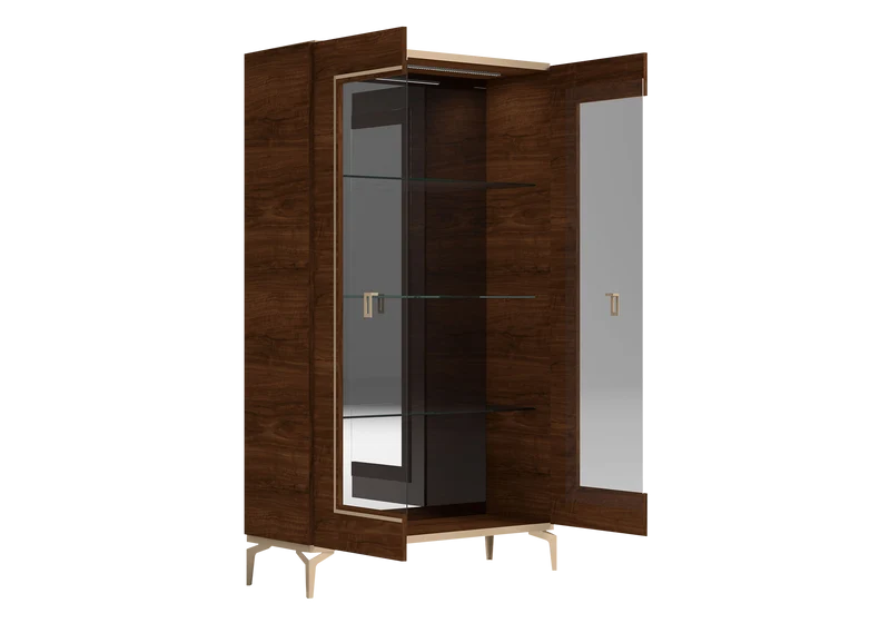 Vitrine noyer 2 portes – Eva