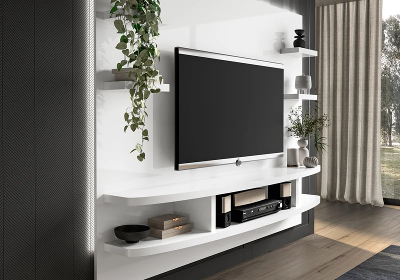 Meuble mural tv blanc moderne - Bianca