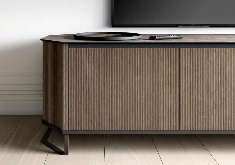 Ensemble meubles salon bois miel - Hexagon