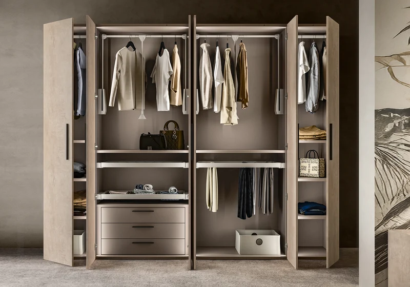 Armoire 3 portes design italien effet pierre - Dune