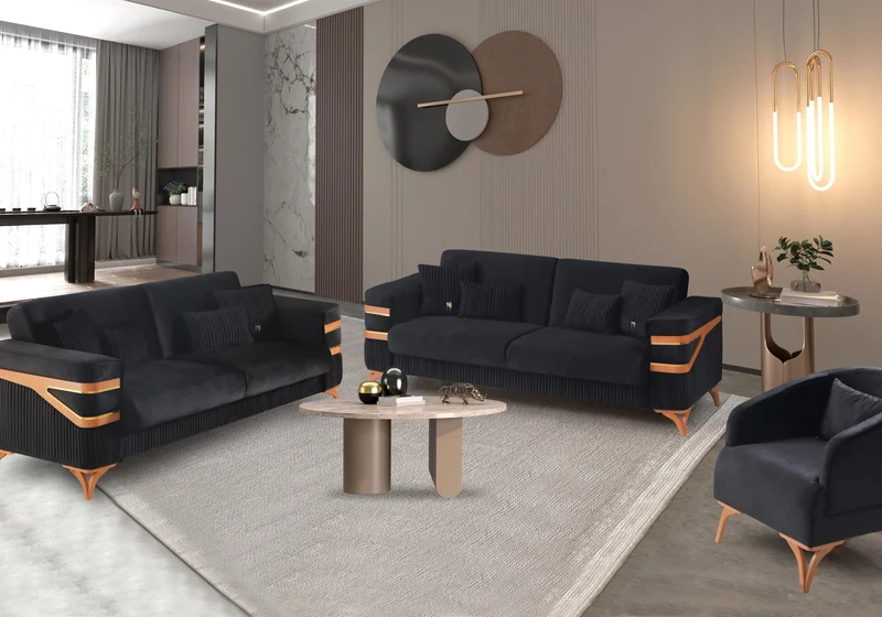 Ensemble canapés 3+2+1 design anthracite – ORIVA