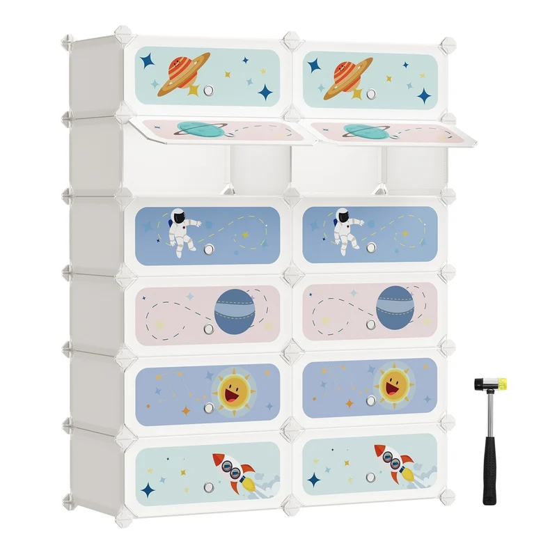 Estantería Modular Infantil Zapatero Plástico con Puertas para Ropa