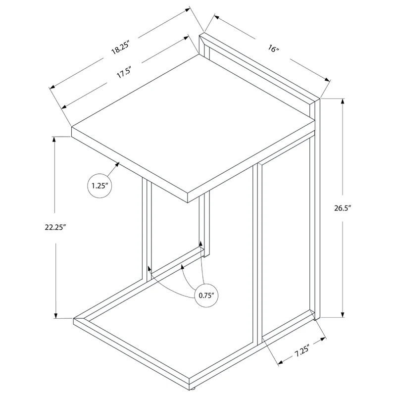 Table d'appoint en MDF/stratifé et métal noir - I 3631-3635