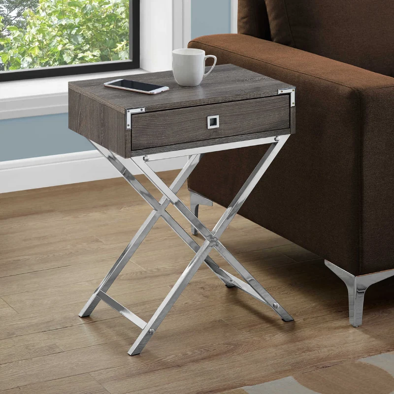 Table d'appoint en MDF/stratifié et métal avec 1 tiroir - I 3552-3555-3556