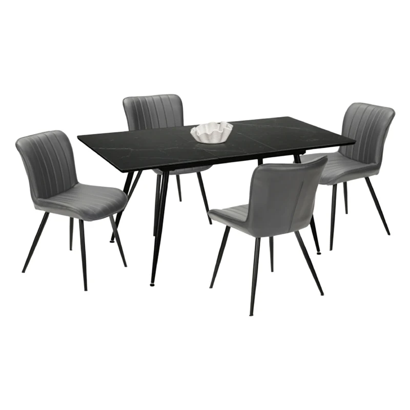 Ensemble de salle à manger avec 4 chaises rembourrées aspect cuir gris - I 1133-1131