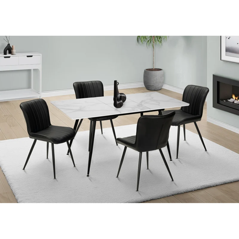 Ensemble de salle à manger avec 4 chaises rembourrées aspect cuir noir - I 1132-1130