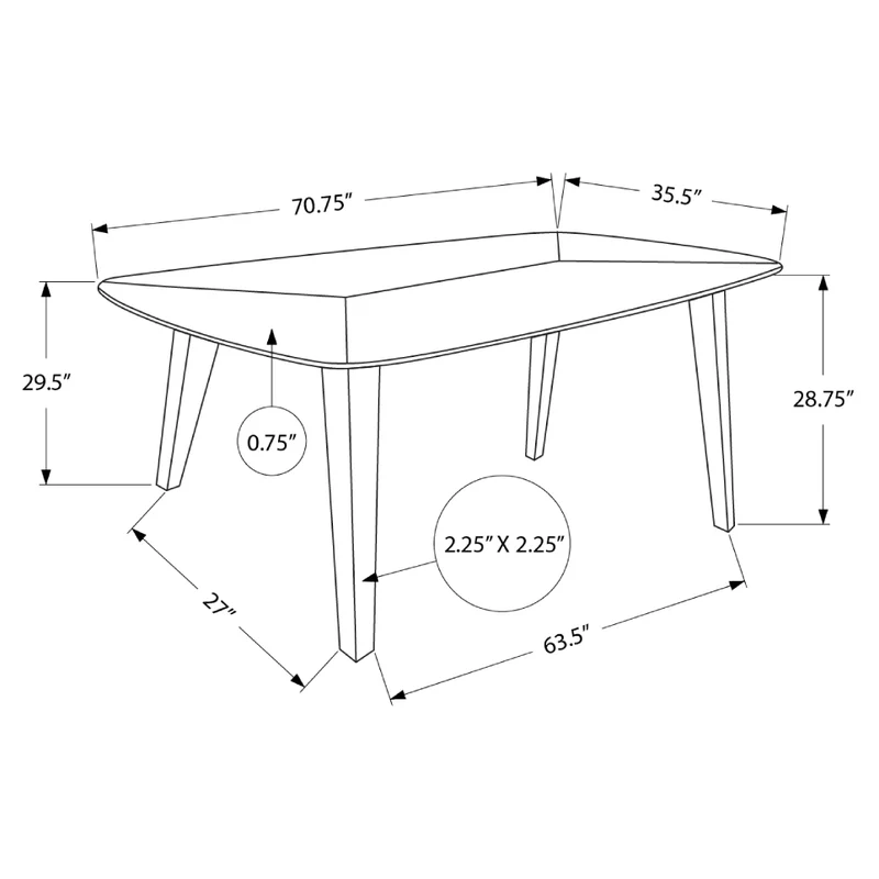 Table de salle à manger rectangulaire en bois/placage de noyer foncé - I 1364