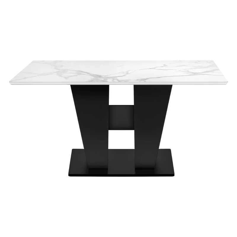 Table de salle à manger rectangulaire en pierre frittée blanche - I 1128