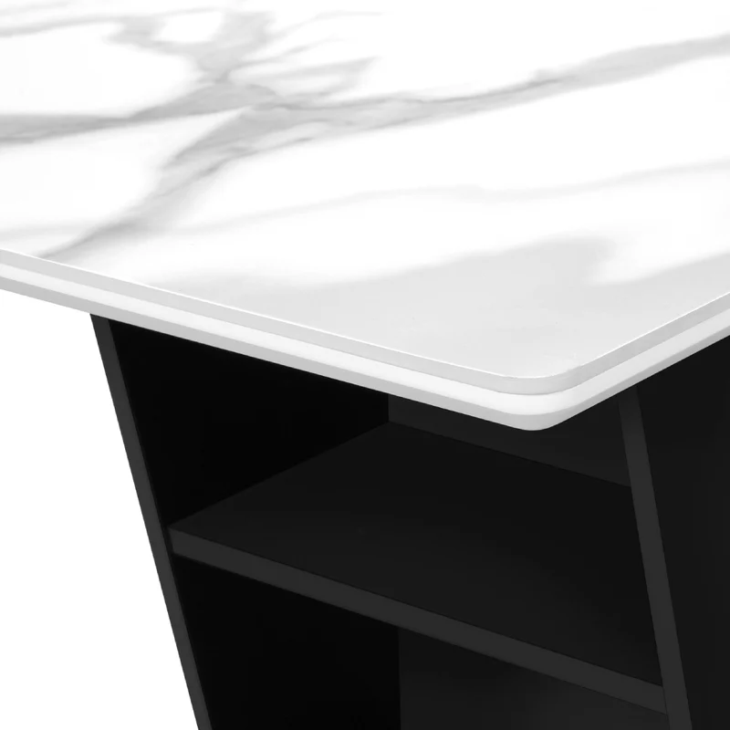 Table de salle à manger rectangulaire en pierre frittée blanche - I 1128