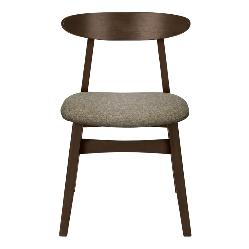 Ensemble de 2 chaises de salle à manger en bois brun avec assise rembourrée en tissu beige - I 1365