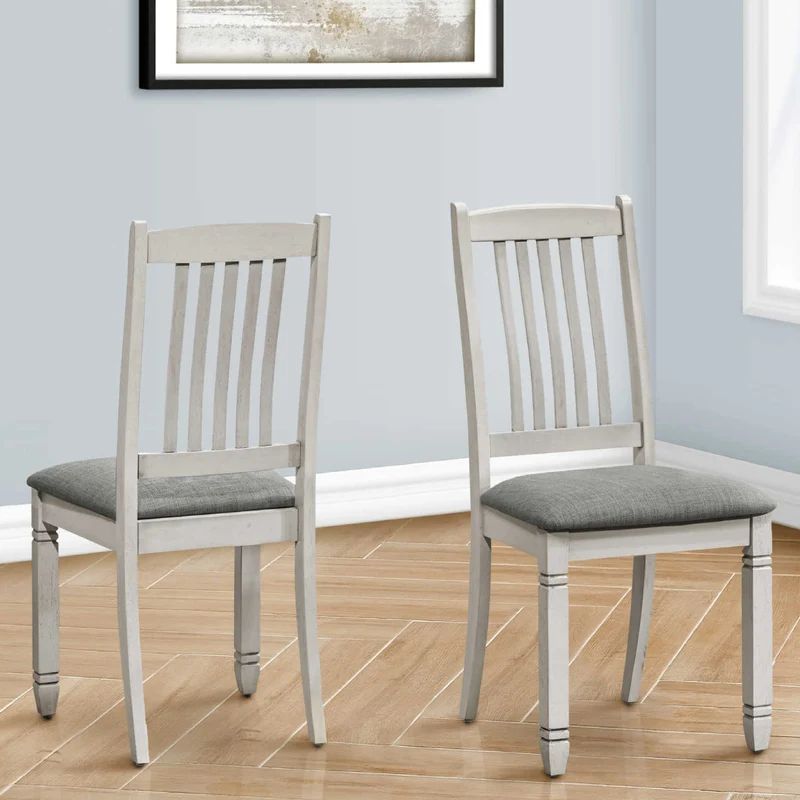 Ensemble de 2 chaises de salle à manger en bois avec assise rembourrée en tissu gris - I 1256