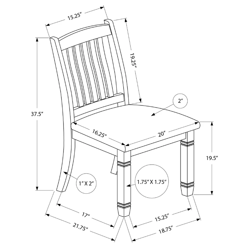 Ensemble de 2 chaises de salle à manger en bois avec assise rembourrée en tissu gris - I 1256