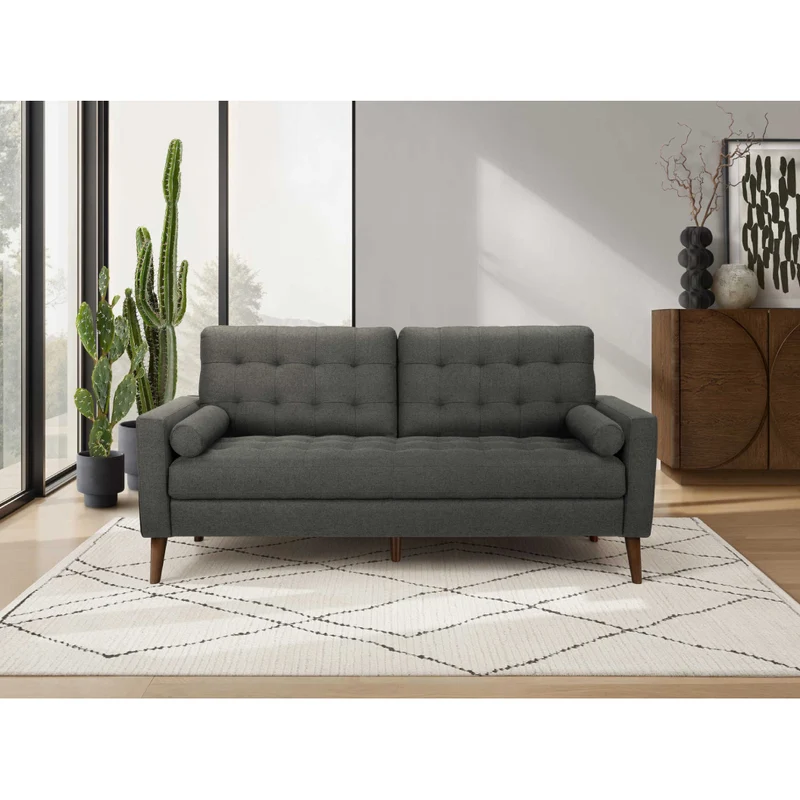 Sofa condo en tissu ou aspect cuir avec coussins