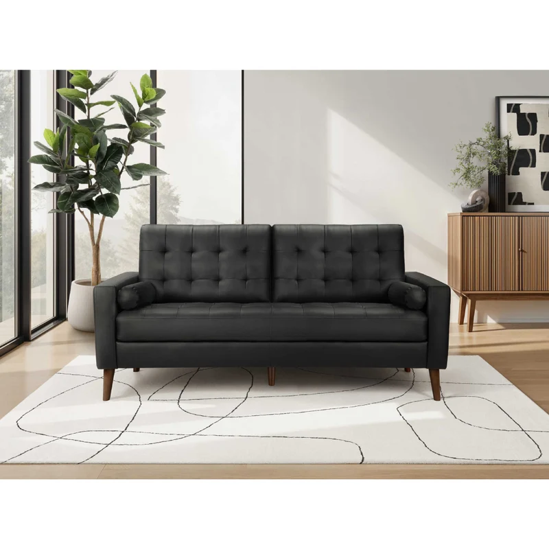 Sofa condo en tissu ou aspect cuir avec coussins
