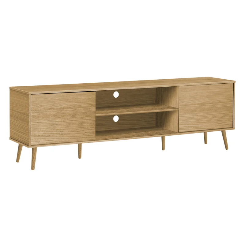 Meuble de télévision en bois/MDF effet naturel avec 2 portes - I 2777