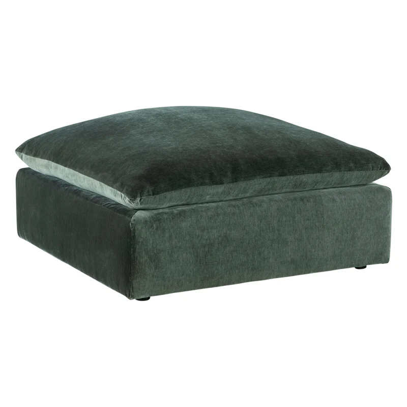 Ottoman surdimensionné en tissu vert jade - Carriage View