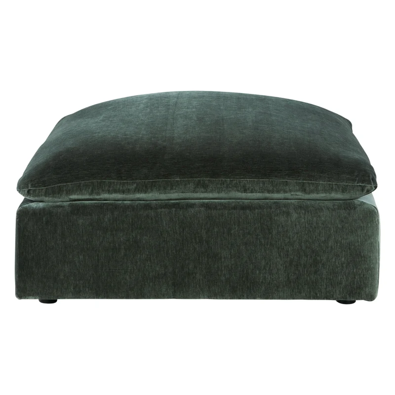 Ottoman surdimensionné en tissu vert jade - Carriage View