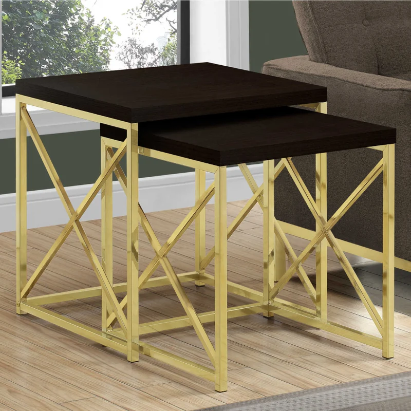 Ensemble de 2 tables gigognes en stratifé et métal - I 3025-3237