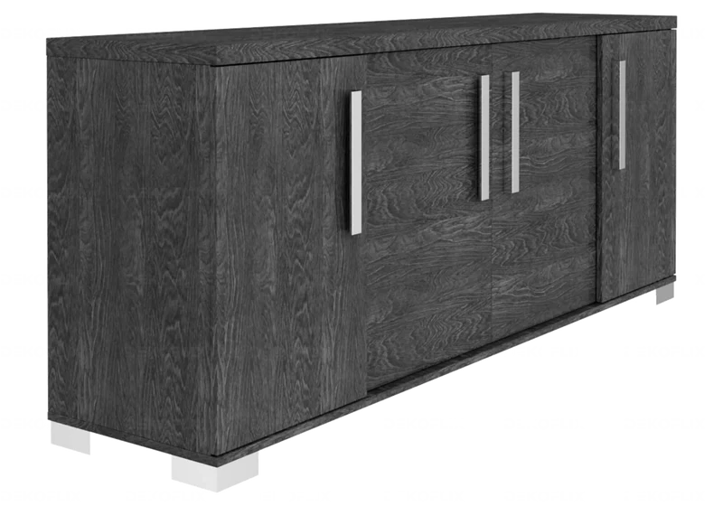 Buffet 3 ou 4 portes bouleau gris laqué design - Sarah