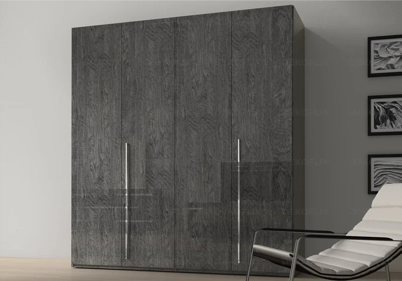 Armoire dressing 2 à 6 portes bouleau gris laqué - Sarah