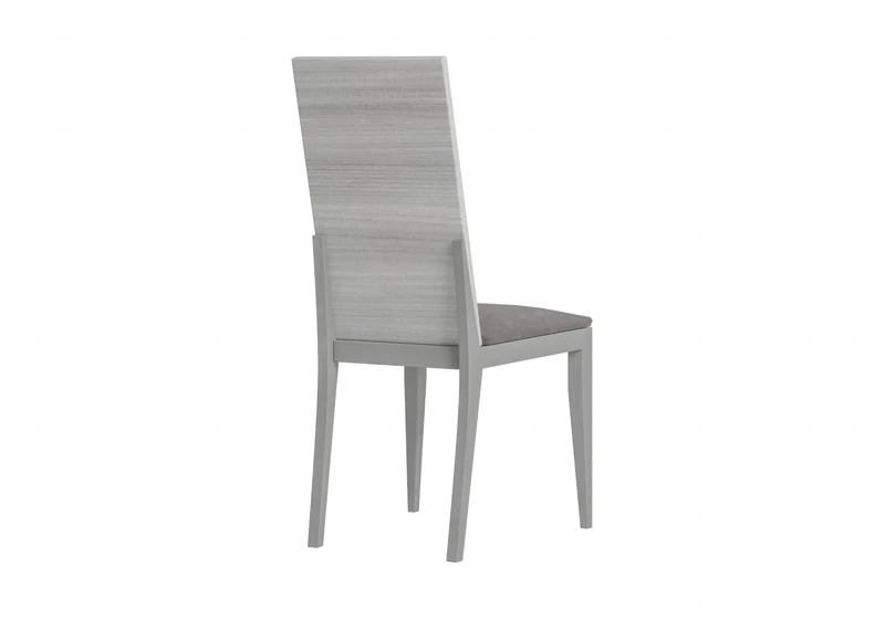 Chaise similicuir gris et dos laqué gris argent - Mia