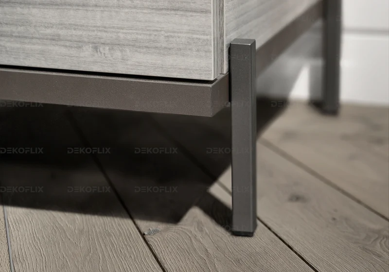 Buffet 3 portes gris argent laqué design - Mia